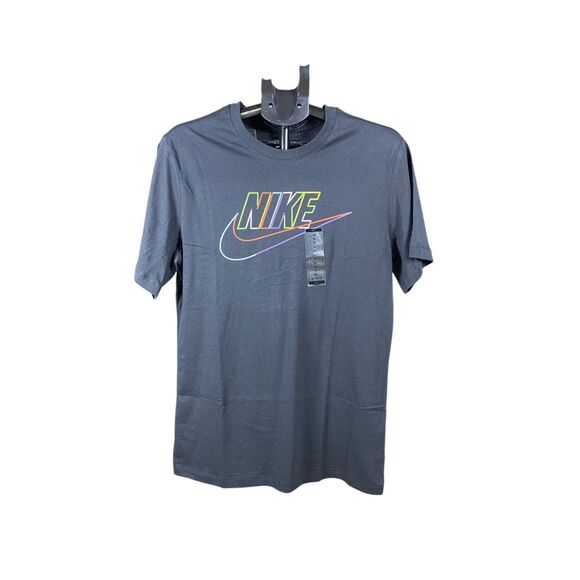 Nike Logo Graphic Tee Shirt Black Multicolor Swoosh Unisex Size M New - Picture 3 of 6
